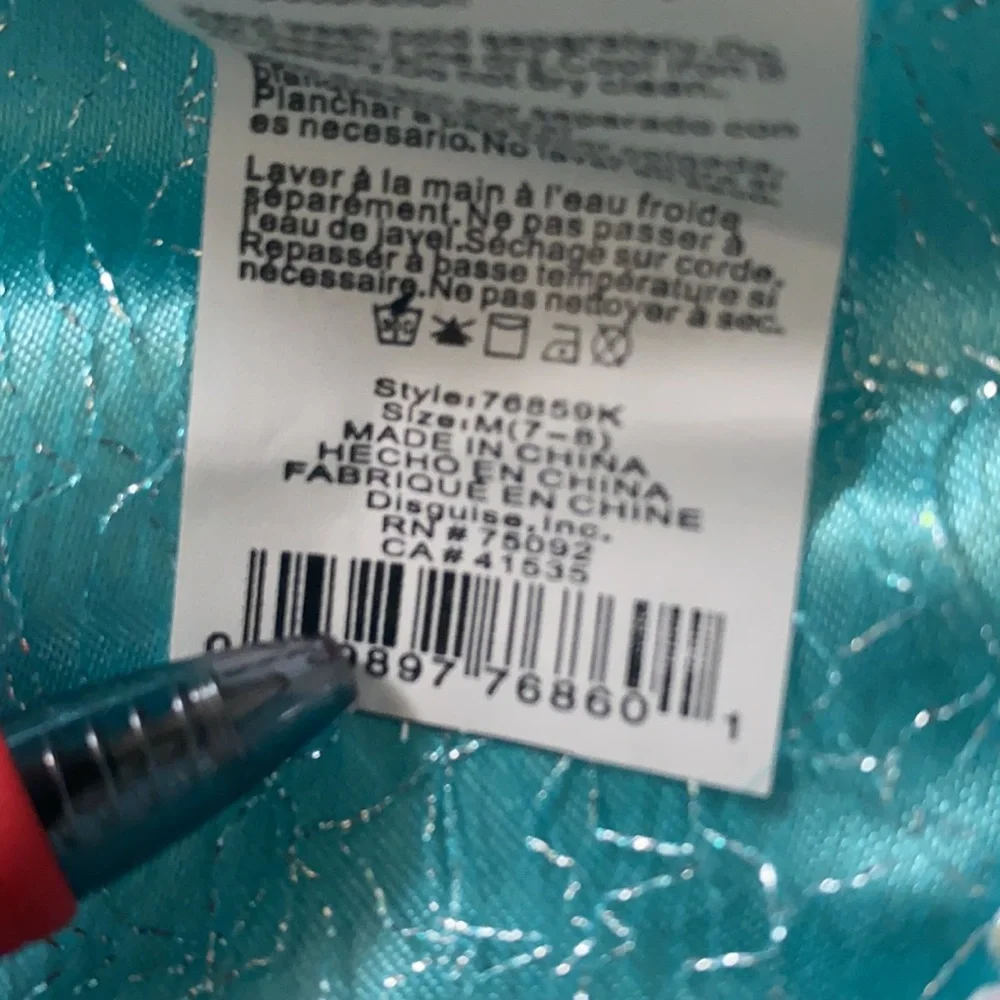 Disney Frozen Elsa Costume Dress Up Gown Icy Blue Princess Size 7/8